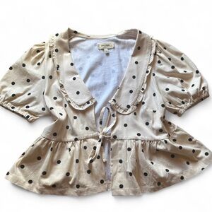 Polka Dot Puff Sleeve Blouse